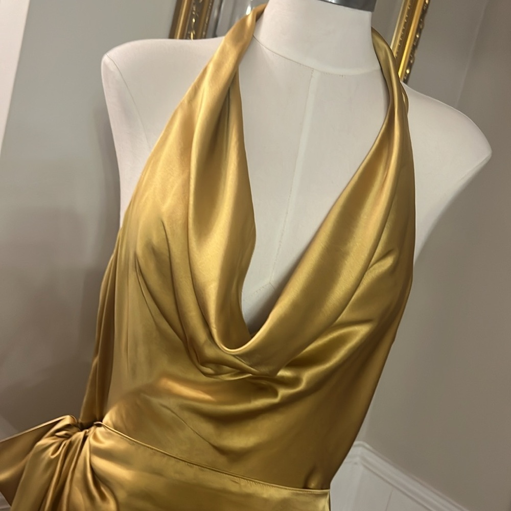 Amanda Uprichard Martine silk dress. Gold size large NWT - Picture 2 of 10